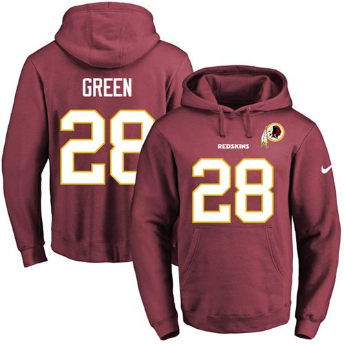 Nike Redskins #28 Darrell Green Burgundy Red Name & Number Pullover NFL Hoodie - Click Image to Close